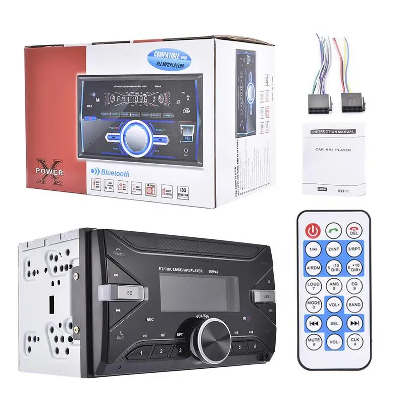 7 цветов подсветка Bluetooth стерео радио FM Aux вход приемник Универсальный 12V In dash 2 din