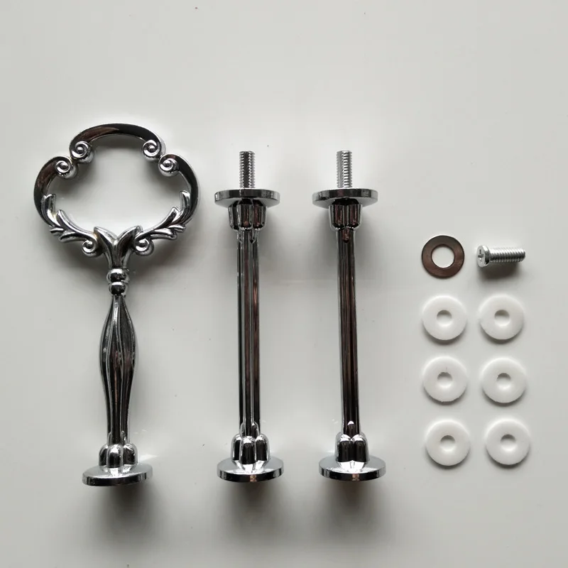 

3 Tier Cake Cupcake Plate Stand Handle Hardware Fitting Holder Silver Crown