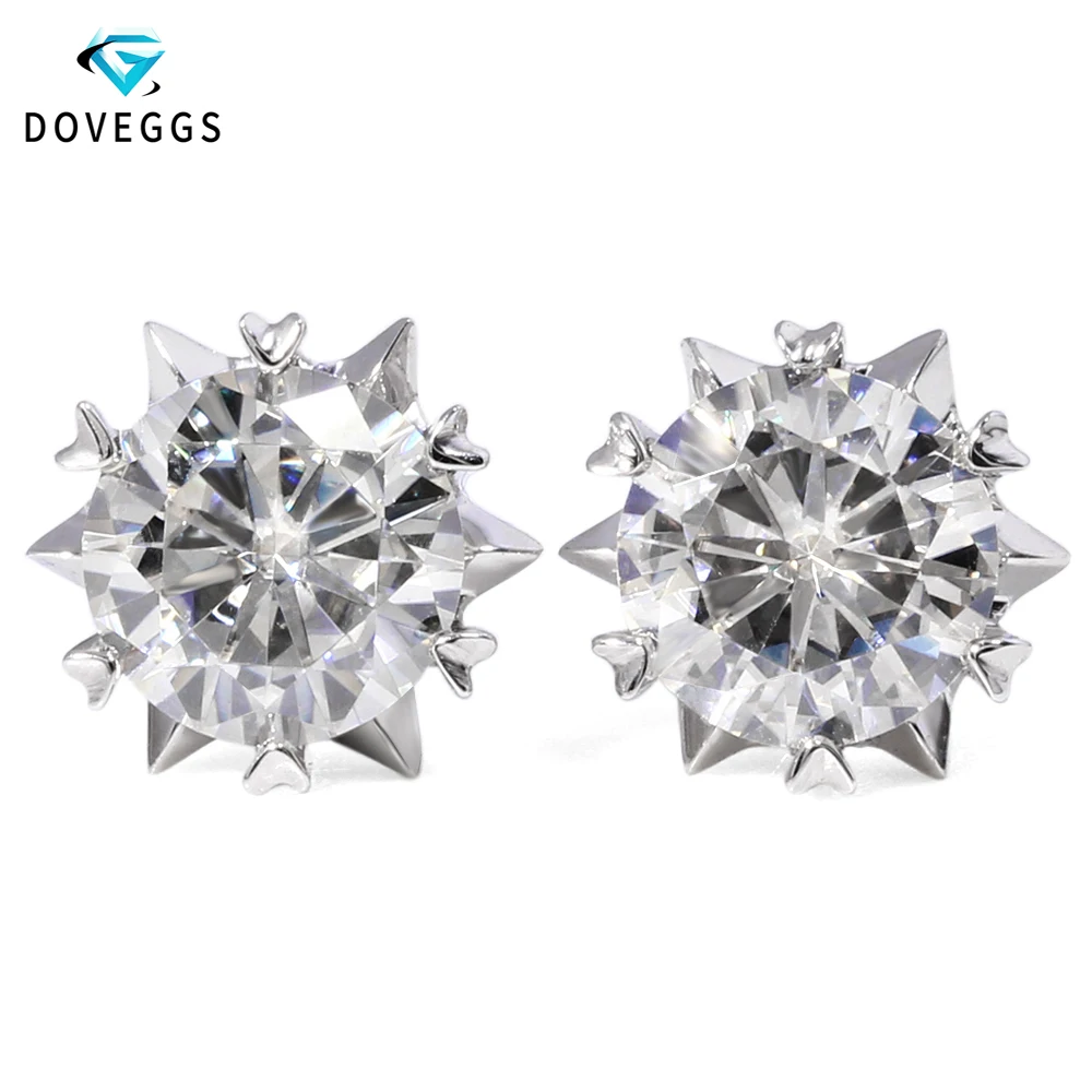 Серьги-гвоздики DovEggs женские из белого золота с муассанитом 6 5 мм | Украшения и