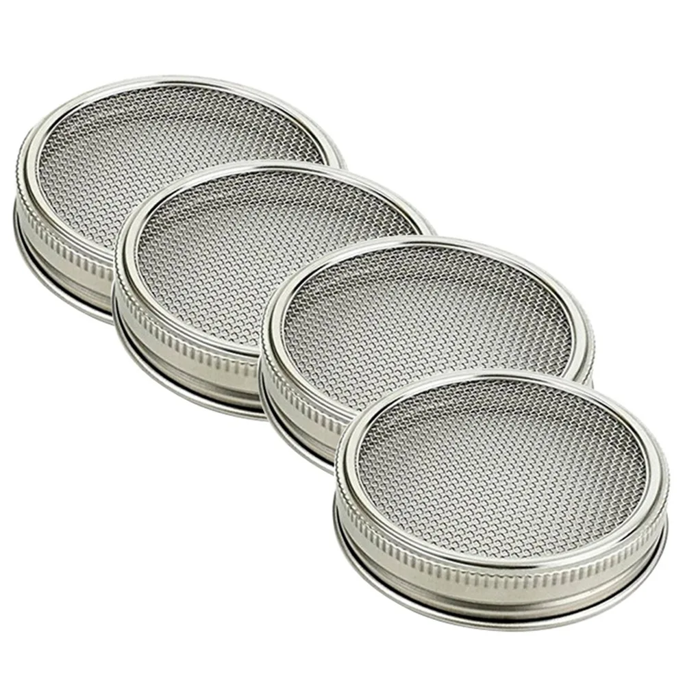 

4Pcs/Set Stainless Steel Sprouting Lid For Wide Mouth Mason Jars Canning Jars Speed Strainer Lid Net Cover Seed Sprouting Scre