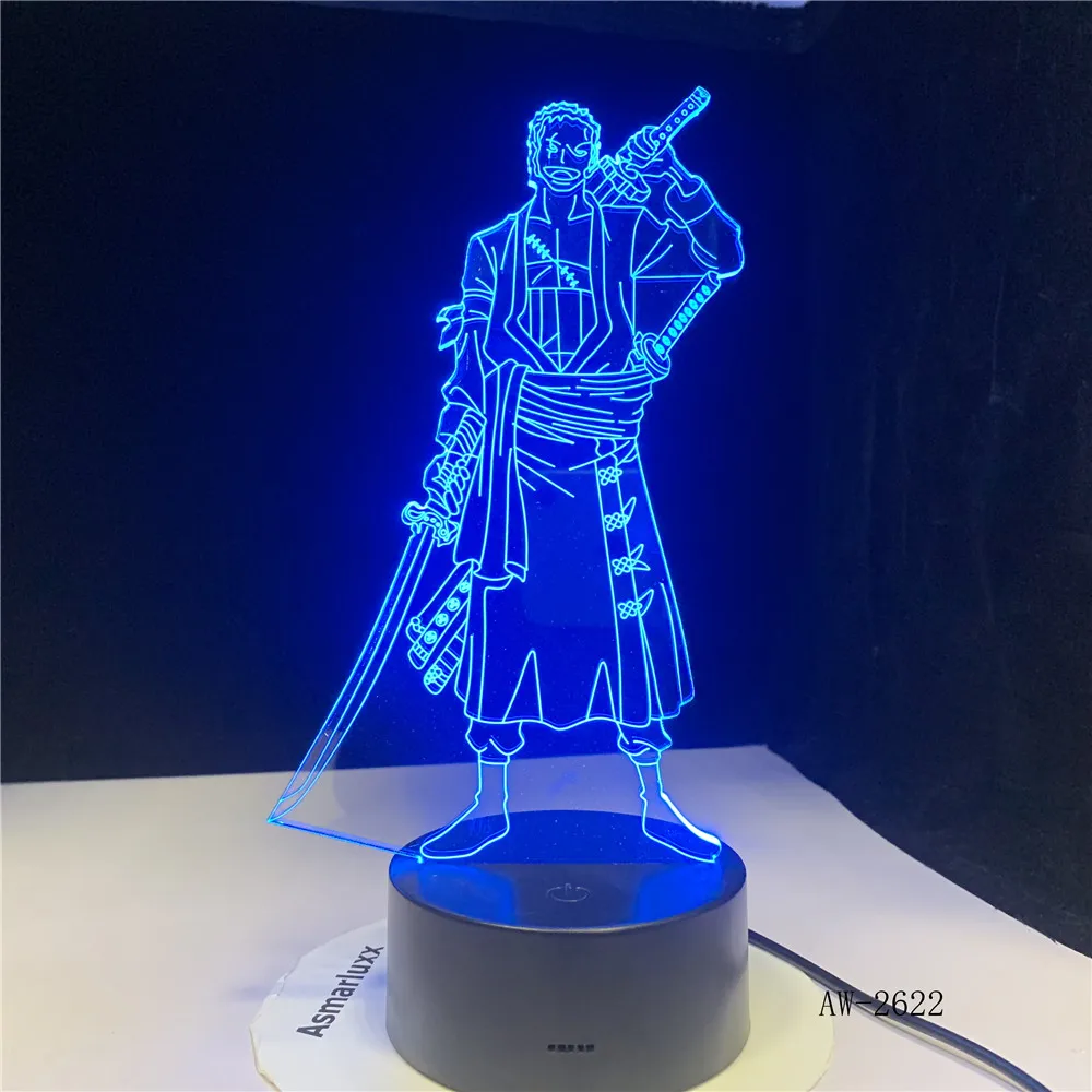 3D Led креативное USB декоративное освещение аниме одна штука форма сенсорная кнопка Настольная лампа для спальни освещение ночные огни AW-2622