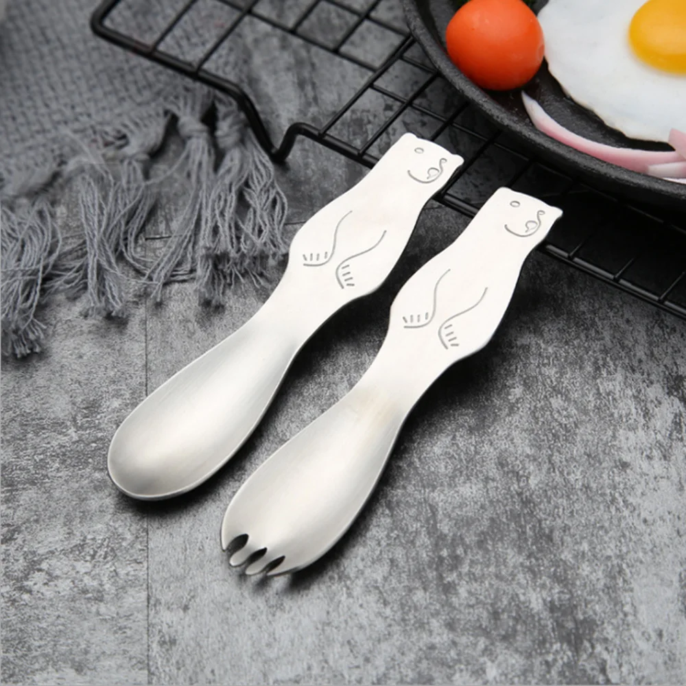 

304 Stainless Steel Fork Spoon Cute spoon Cartoon Polar Bear tea spoon Pattern Dessert Coffee Tea Party Supplies Small Gift