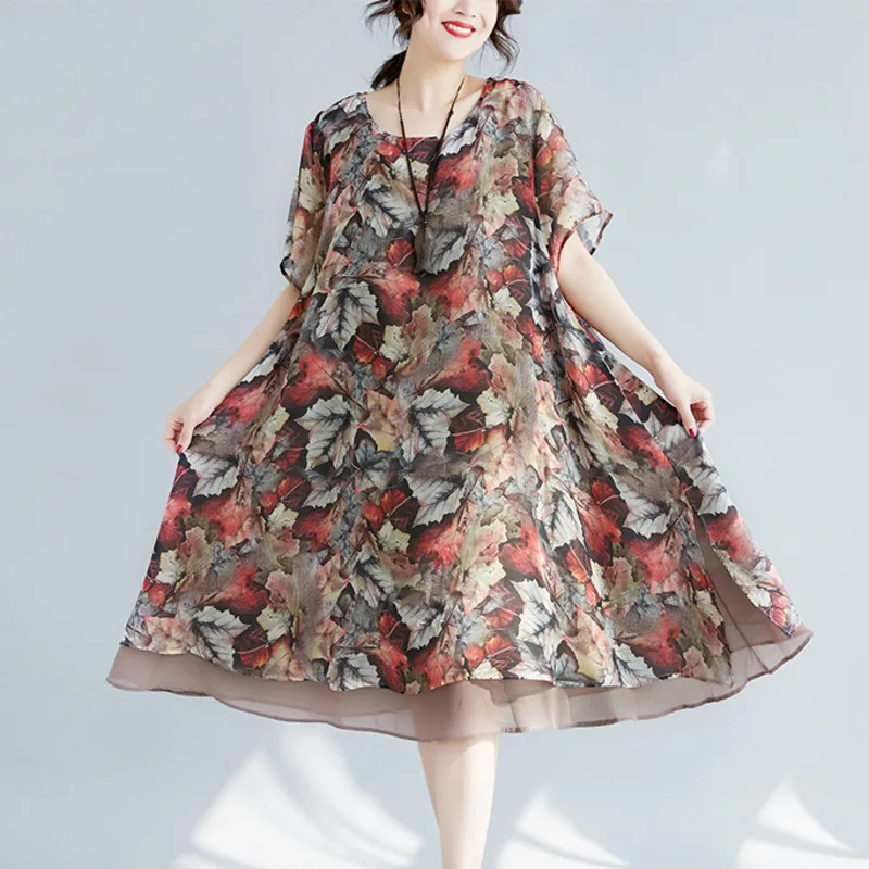 #0159 летнее винтажное шифоновое платье Vestidos женское свободное ТРАПЕЦИЕВИДНОЕ