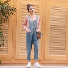 Корейские джинсы женский комбинезон джинсовый комбинезон Комбинезоны повседневные брюки женские базовые джинсовые брюки женские широкие 33008