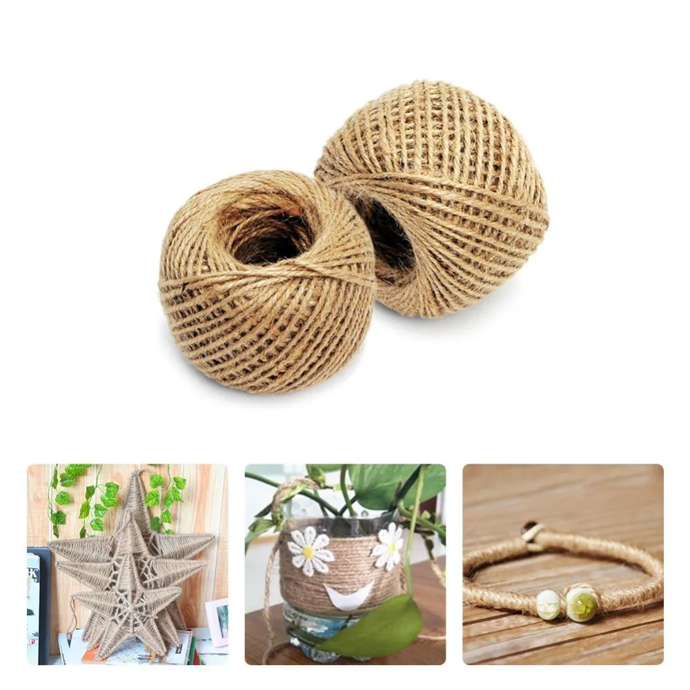 

1 PCS 50M Natural Burlap Hessian Jute Twine Cord Hemp Rope String Gift Packing Strings Christmas Event & Party Supplies