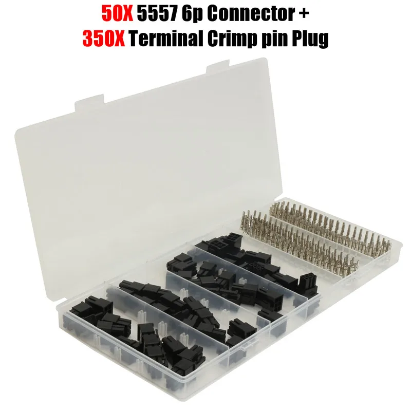 

50pcs ATX EPS PCI-E Female Connector 5557 6 Pin + 300pcs Terminal Crimp Pin Plug