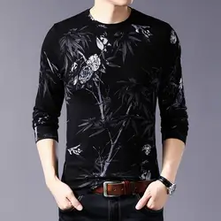 2019 Весна Erkek Kazak пуловер с круглым вырезом Sueter Hombre Slim Fit тянуть Homme мужские Chompas Hombre черный, белый цвет свитер принтом