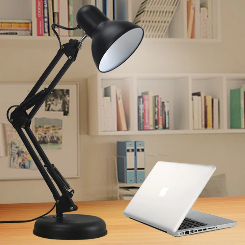 

Modern Long Arm Led Lamp Desk Iron Ac85-220v E27 Base Folding Clamp Table Light Read Study Lighting 5w Bulb Included