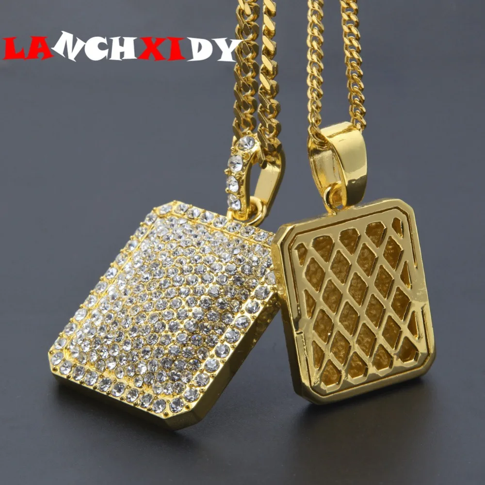 

HIP HOP men's NECKLACE blingbling inlaid rhinestone pendant trend full Rhinestone Military tag necklace rock man jewelry