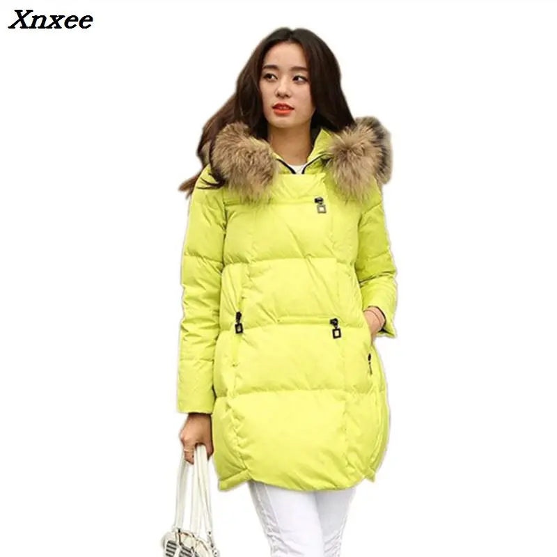 

Winter women coat jacket hooded casual loose long sleeve fur collar parkas female warm outerwear with pockets plus size Xnxee