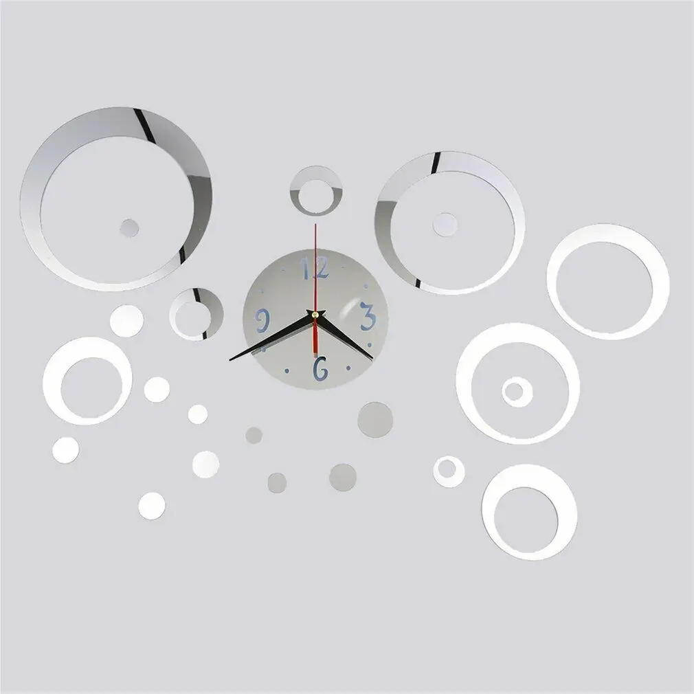 

Modern Home DIY Large 3D Number Mirror Wall Sticker Art Clock Living Room Decor