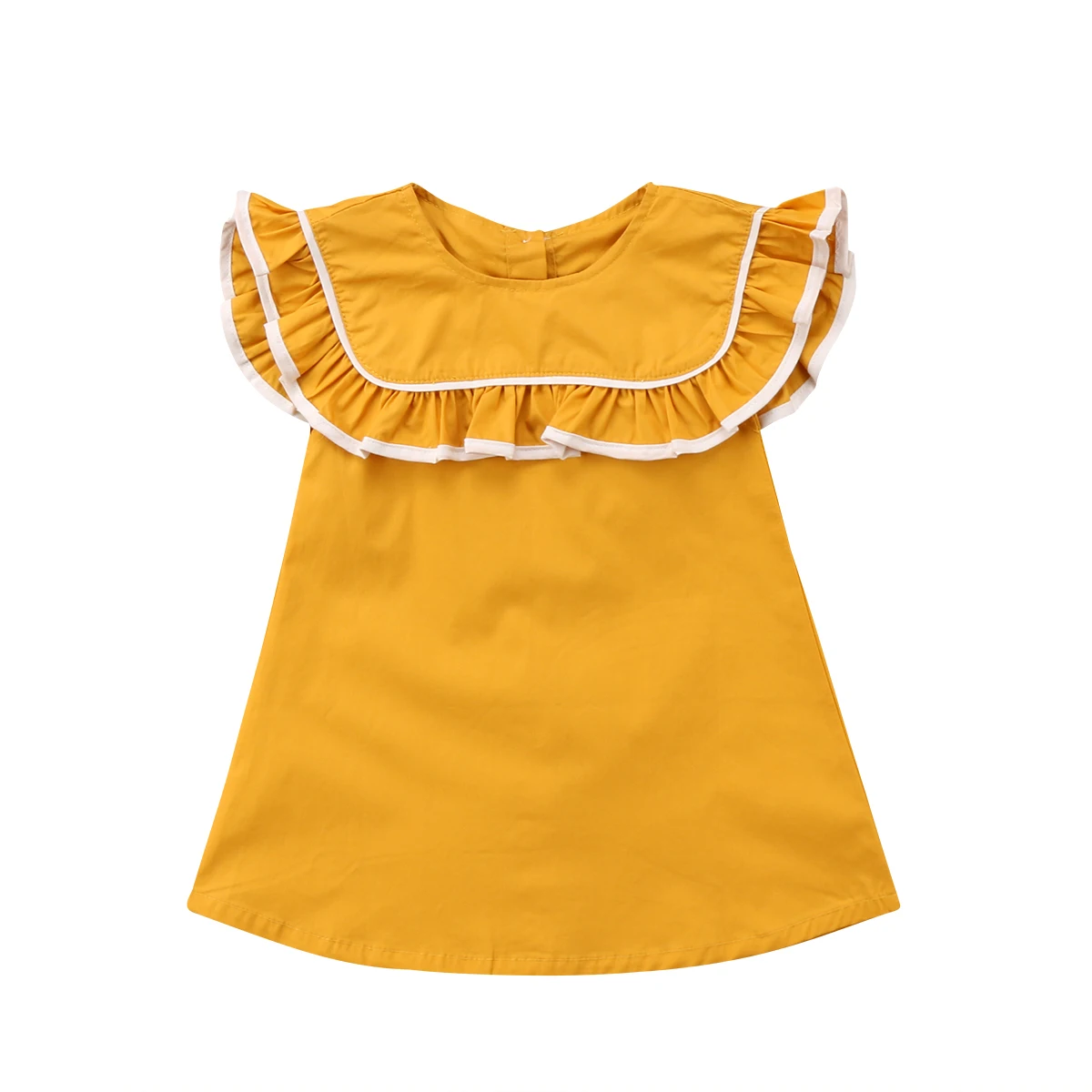 

Pudcoco 2019 Kids Baby Girl Clothes Princess Ruffles Sleeve O-Neck Yellow Dress 1-6Years Helen115