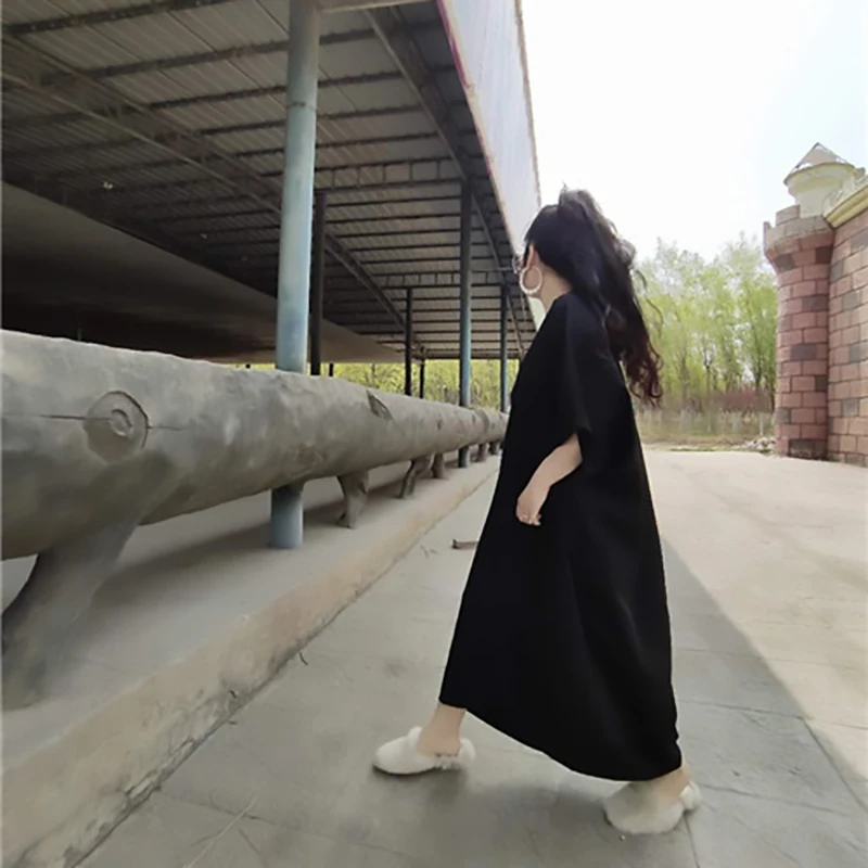 SHENGPALAE 2020 новые весенние черные платья больших размеров свободные женские с