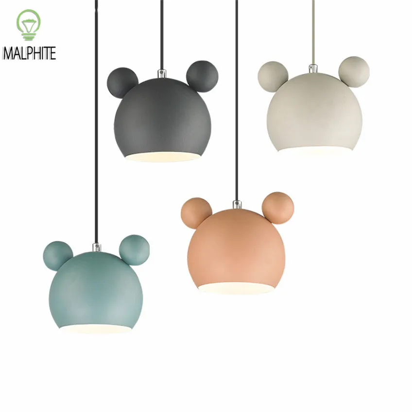 

Modern Led Mickey Pendant Lights Lustre Loft Decor Hanglamp Living Room Hanging Light Children's Room Bedroom Luminaire Suspendu
