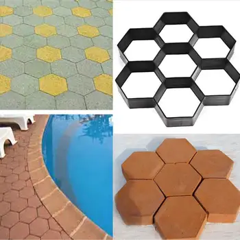 

None Garden Stone Walk Maker Mould DIY Pavement Concrete Mold Driveway Paving Brick Patio Mold