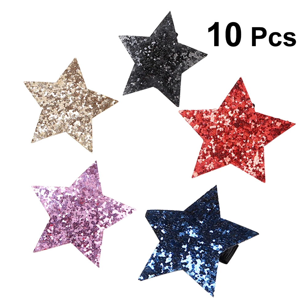 10 шт. заколка для волос для девочек шпильки пентаграмма большая блестка Милая заколка для волос