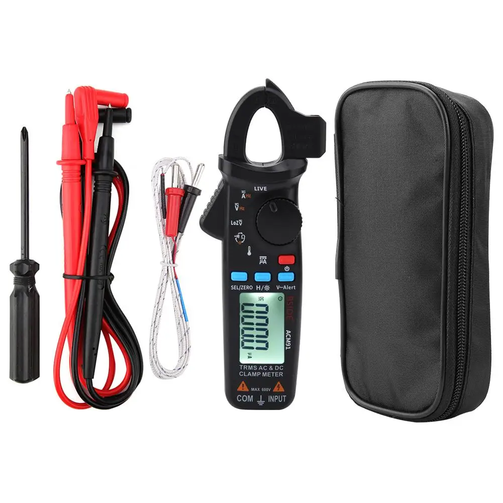

ACM91 1mA AC/DC Current Digital Clamp Meter Multimeter True RMS 6000 Counts Ammeter Voltmeter Low Impedance Tester