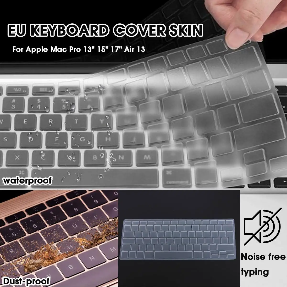 

New EU Silicon KeyboardCover Laptop Skin Notebook Protector for Apple For Macbook Pro 13 15 17 Air 13