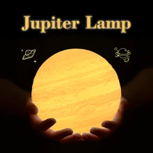 Rambery jupiter лампа 3d принт луна лампа светильник светодиодный пульт дистанционного управления/сенсорный переключатель Ночной светильник 16 цветов Изменение дистанционного управления светодиодный jupitr светильник