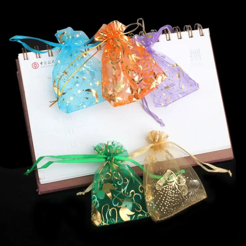 

50 Pcs Organza Jewelry Candy Gift Bags Pouch Mix Color Sugar Candy Bags for Wedding Party Christmas New Year Use Gifts 7x9cm