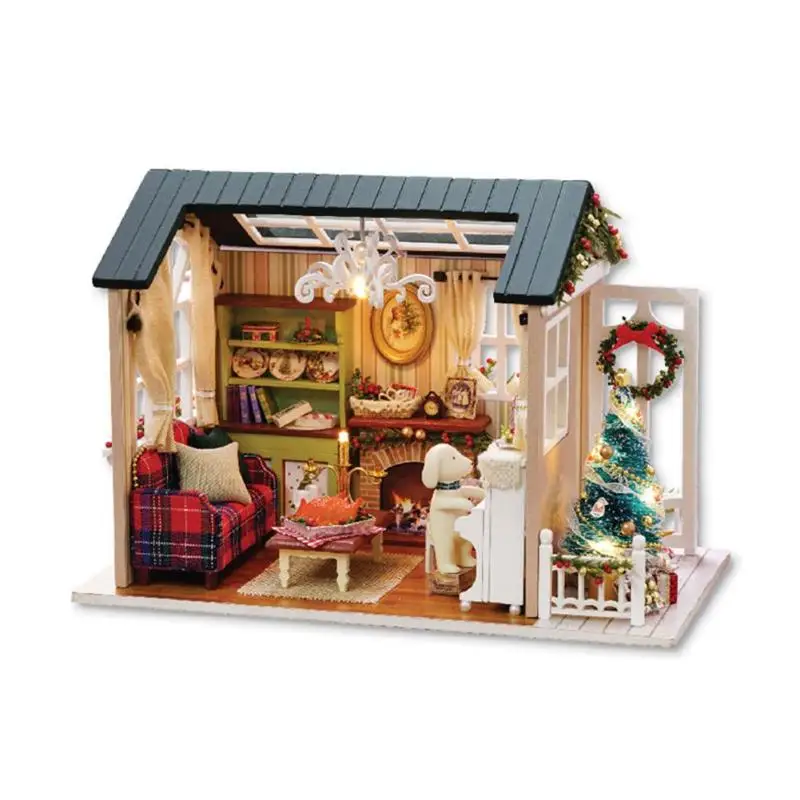 DIY Doll House Kids Wooden Miniature Dollhouse with Furniture doll house Toy Handmade Holiday gifts 3D DIY Doll House Kids Wooden Miniature Dollhouse with Furniture doll house Toy Handmade Holiday gifts 3D