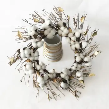 

New Christmas Wreath Creative Cotton Christmas Wreath Spruce Artificial Garland Hanging Decoration Celebration Party Supplie