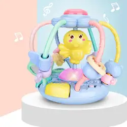 Милые пластик животных ручной Галтовочное кольцо колокольчики детские игрушки, светодиодные лампы музыка мяч новорожденный раннее