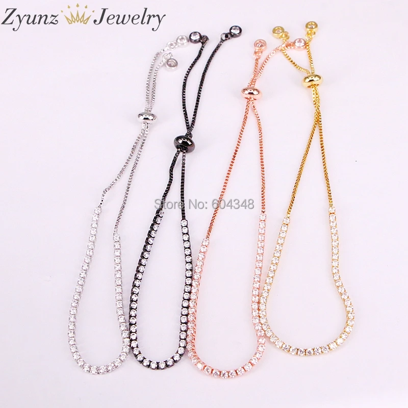 

10PCS ZYZ333-6210 Gold/Silver/Black Bracelets Color Iced Out 1 Row 2mm Tennis Chain CZ Stones Bracelet Men Women Fashion Jewelry