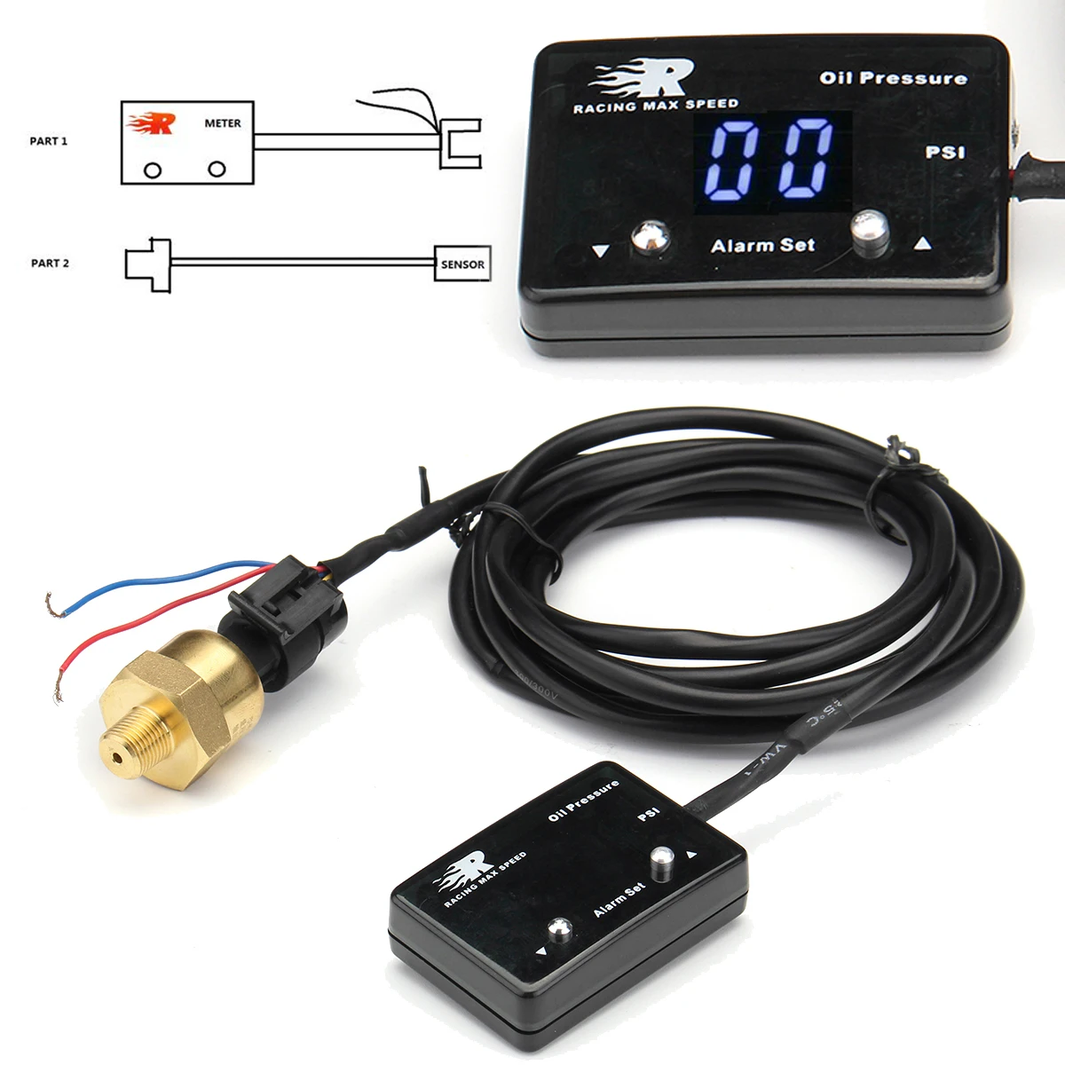 

Mini LED Digital Display Car Oil Pressure Gauge Black DC12V Plastic+Metal 0-116PSI Universal for Motorcycle Auto Boat Caravan