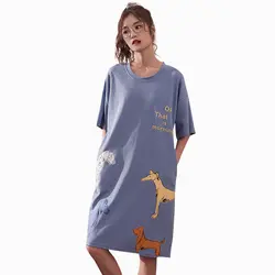 Новые пижамы для Для женщин хлопчатобумажные пижамы летние шорты рукавами Ночное платье для девочек с героями мультфильмов версии