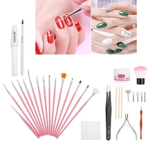 Профессиональный шлифовальный станок для кутикулы ногтей, пушер, набор кисти для нанесения геля, набор из нержавеющей стали для маникюра, педикюра, набор инструментов для дизайна ногтей