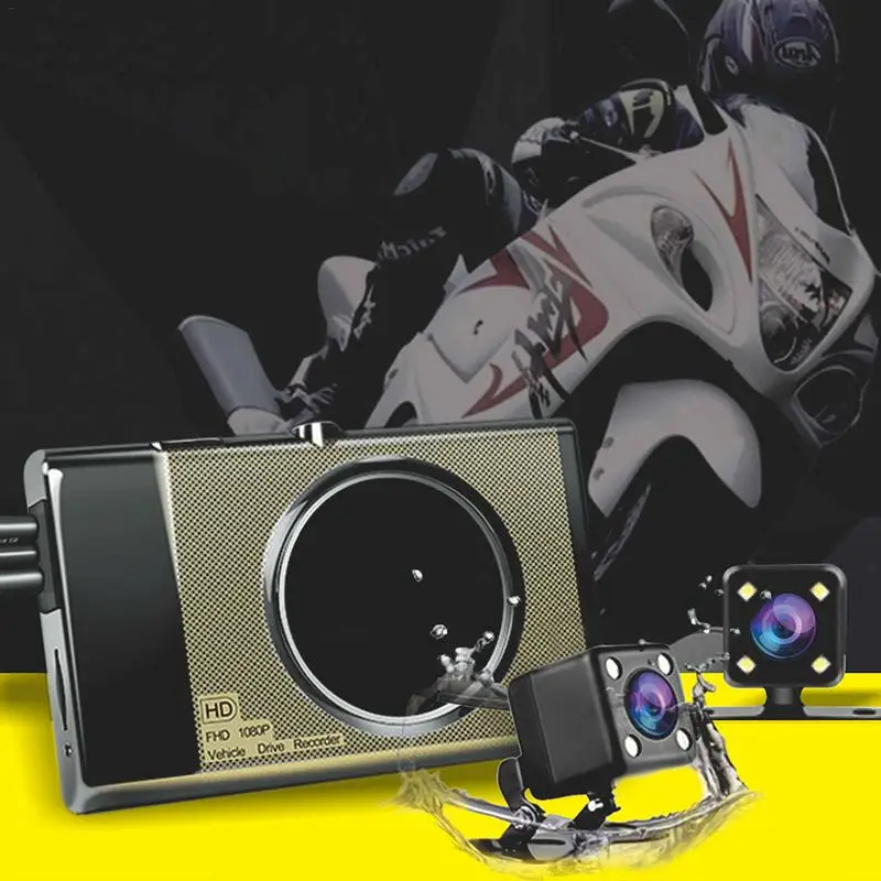 " Двойная камера мотоциклетный рекордер локомотив рекордер с фронтальной 1280P* 720P камера заднего вида мотоцикл рекордер вождения