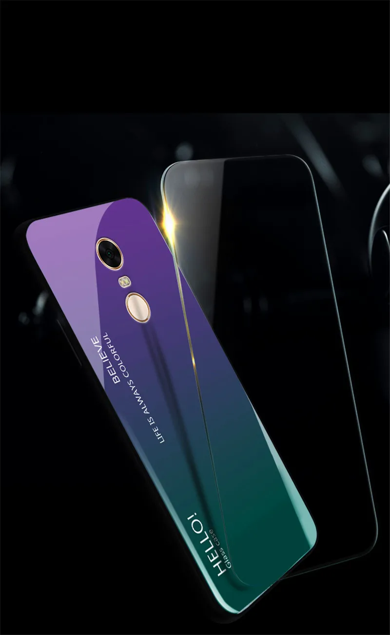 Чехол для Redmi Note 4 Note4 с градиентом аврора закаленное стекло задняя крышка Xiaomi 4X