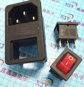

AC power socket product word cassette with triple safety switch socket 10A three-pin socket KCD101 industry free shipping