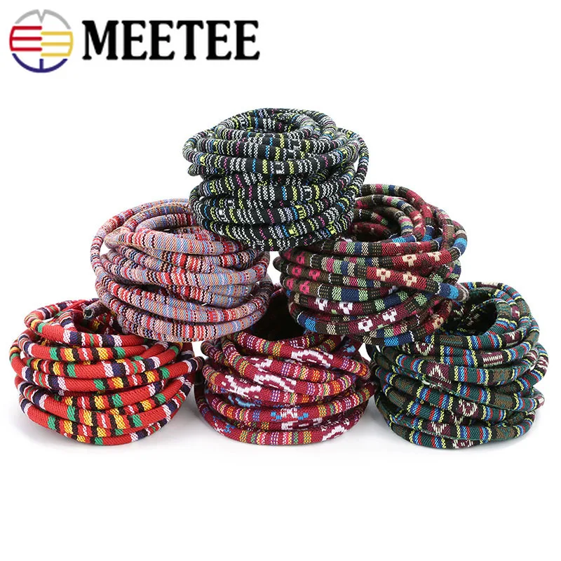 Круглый хлопковый шнур Meetee 5 ярдов 6 мм цветной тканый для рукоделия аксессуары