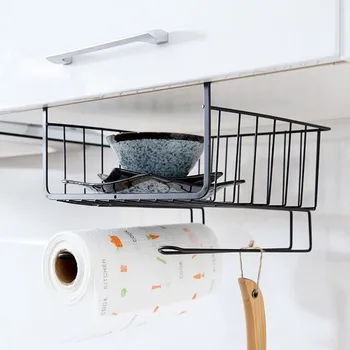 

Multi-function Wire Hanging Basket Storage Rack Wardrobe Cabinet Organizer Extra Storage Space for Kitchen Desk Bookshelf