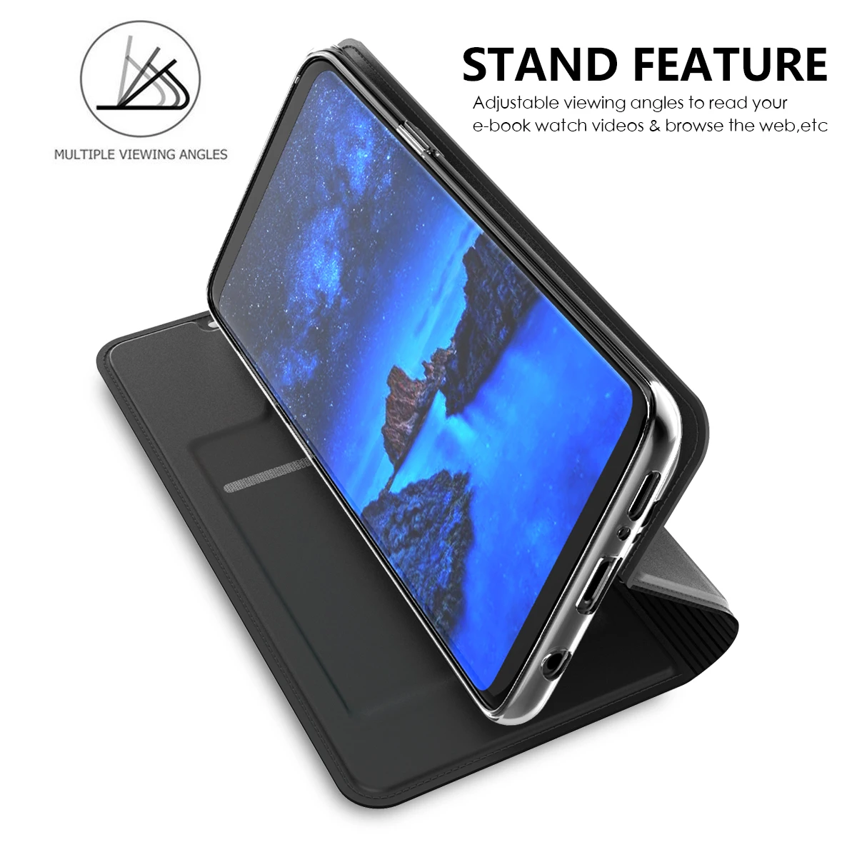 Luxury Leather Case Slim Book Design Magnetic Flip Stand Protective Cover with Card Slot for Samsung Galaxy S9 (Rose Gold) |