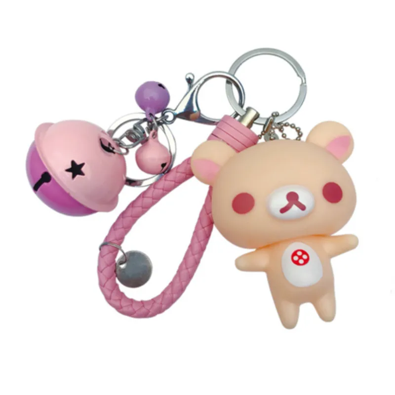

Cute Cartoon Cartoon Minimalist Cute Doll Keychain Leather Rope Key Holder Metal Bell Key Chain Keyring Charm Pendant Gift SL117