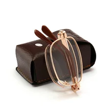 Gafas de lectura Unisex, lentes de Metal plegables, dioptrías con funda, 1,00, 1,50, 2,00, 2,50, 3,00, 3,50, 4,00