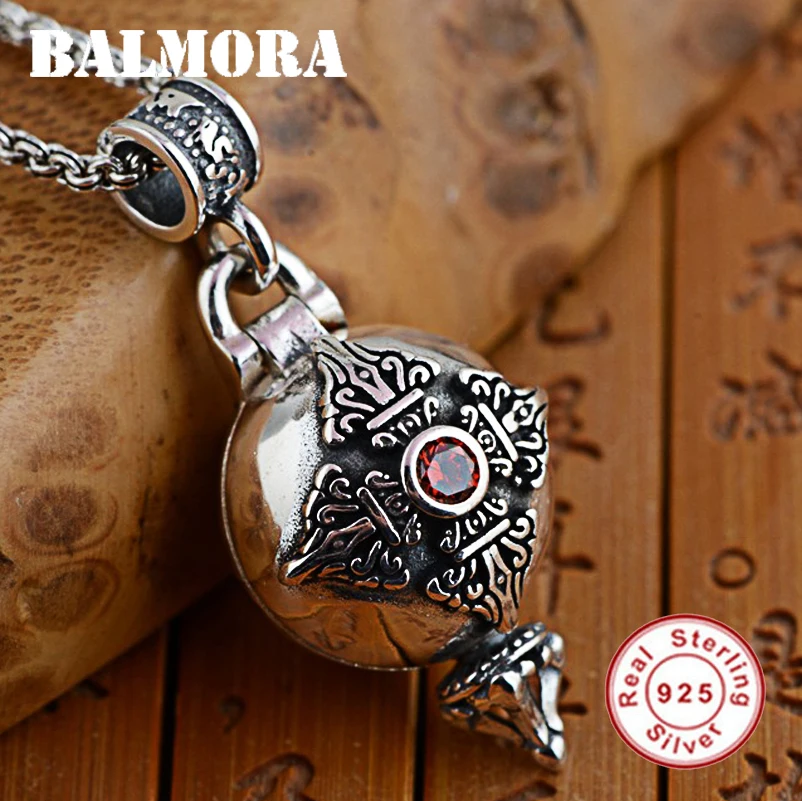 

BALMORA Authentic 925 Sterling Silver Ajra Gaudencio Box & Six words' Sutra Pendants Women Men Gifts Antique Jewelry SY12684