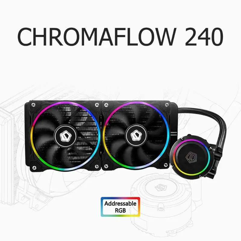 

ID-COOLING ChromaFlow 240 CPU Water Cooler 12V RGB Liquid Cooling Radiator 120x120x25mm 900-2000RPM DC 12V Cooling Fan
