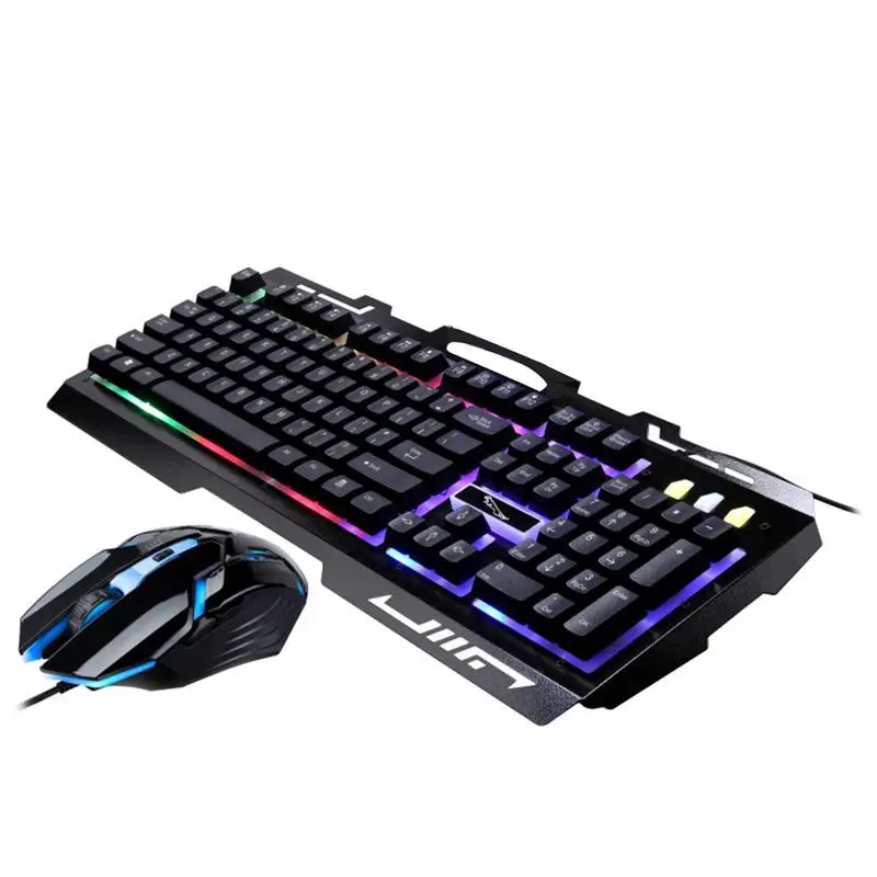 

Keyboard And Mouse Set Wired Optoelectronic USB Metal Plate Gaming Keyboard And Mouse Set Laptop Supplies