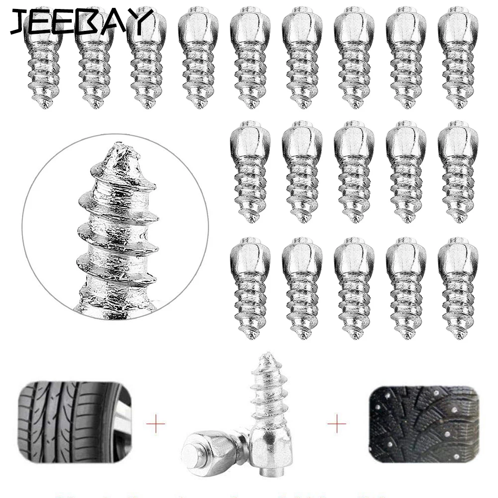 

JEEBAY Spikes For Car Tires For Winter Spikes For Tires 8mm For Atv Car Wheel Lugs Tyre Anti-Slip Nail Spikes Car Accessories