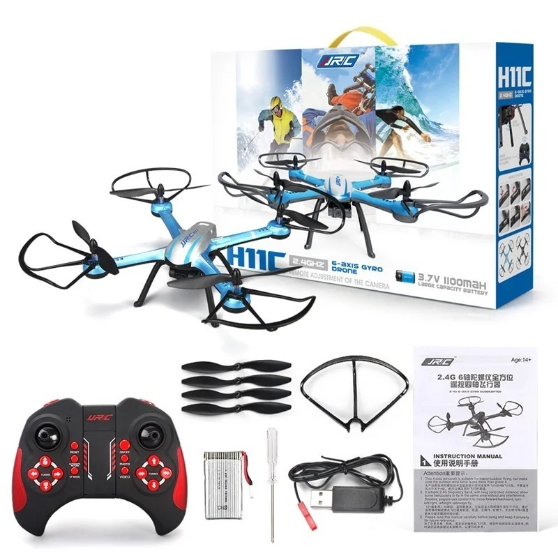 Original JJRC H11C RC Drone With 2.0MP HD Camera 2.4G 4CH 6Axis Gyro One Key Return LED Quadcopter Helicopter Toys Gift RTF