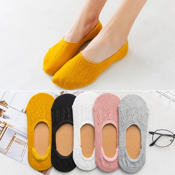 

Popular 1Pair Candy Color Invisible Breathable Low Cut Women Casual Ankle Boat Socks Hot Sale Non-slip Cotton Socks