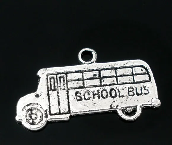 Lovely 50 Silver Color School Bus Charms Pendants 23x13mm (B06750) | Украшения и аксессуары