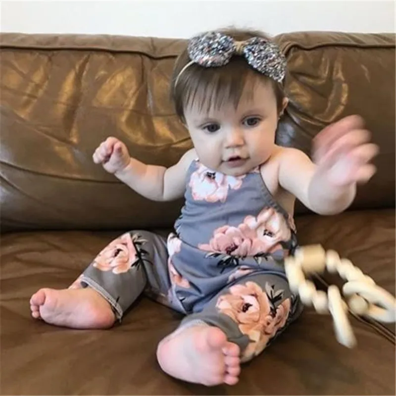 

Newest 2019 Baby Toddler Floral Halter Rompers Little Kids Girl Jumpsuit Harem Pants Summer Baby Clothing