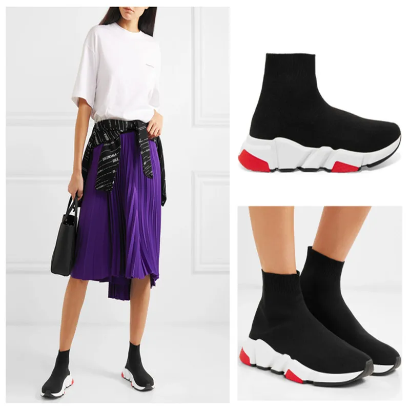 

High-top sneakers Knitting Women Shoes Woman Fashion Brand Slip On Women Shoes Lovers Flats Women Shoes Plus Size