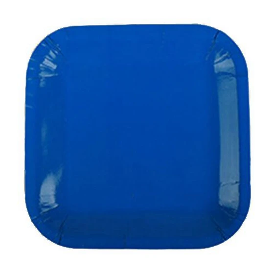 Лучшие 20x9 дюймов квадратные бумажные тарелки 23 см однотонные цвета рождения барбекю столовая посуда (темно-синий)