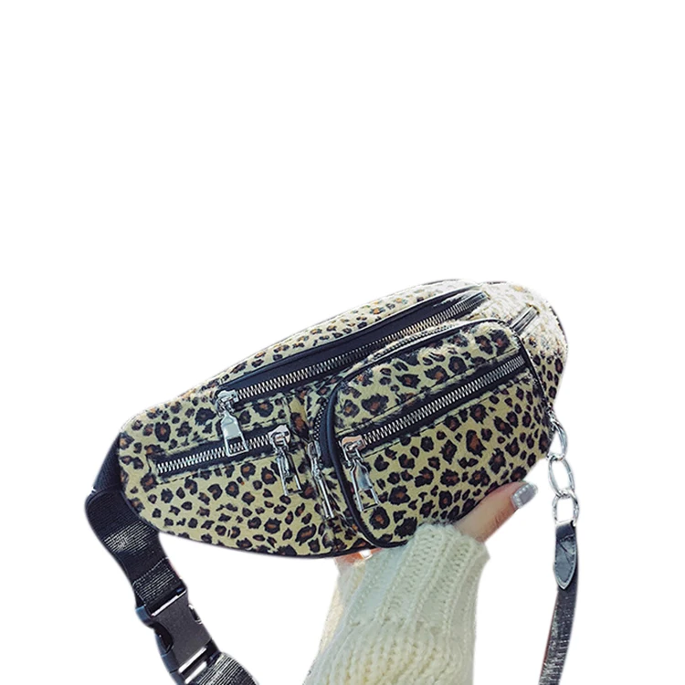

Women's Leopard Print Waist Shoulder Black Fanny Belt Pack Chest bag for women Handbag Shopping Belly Fashion
